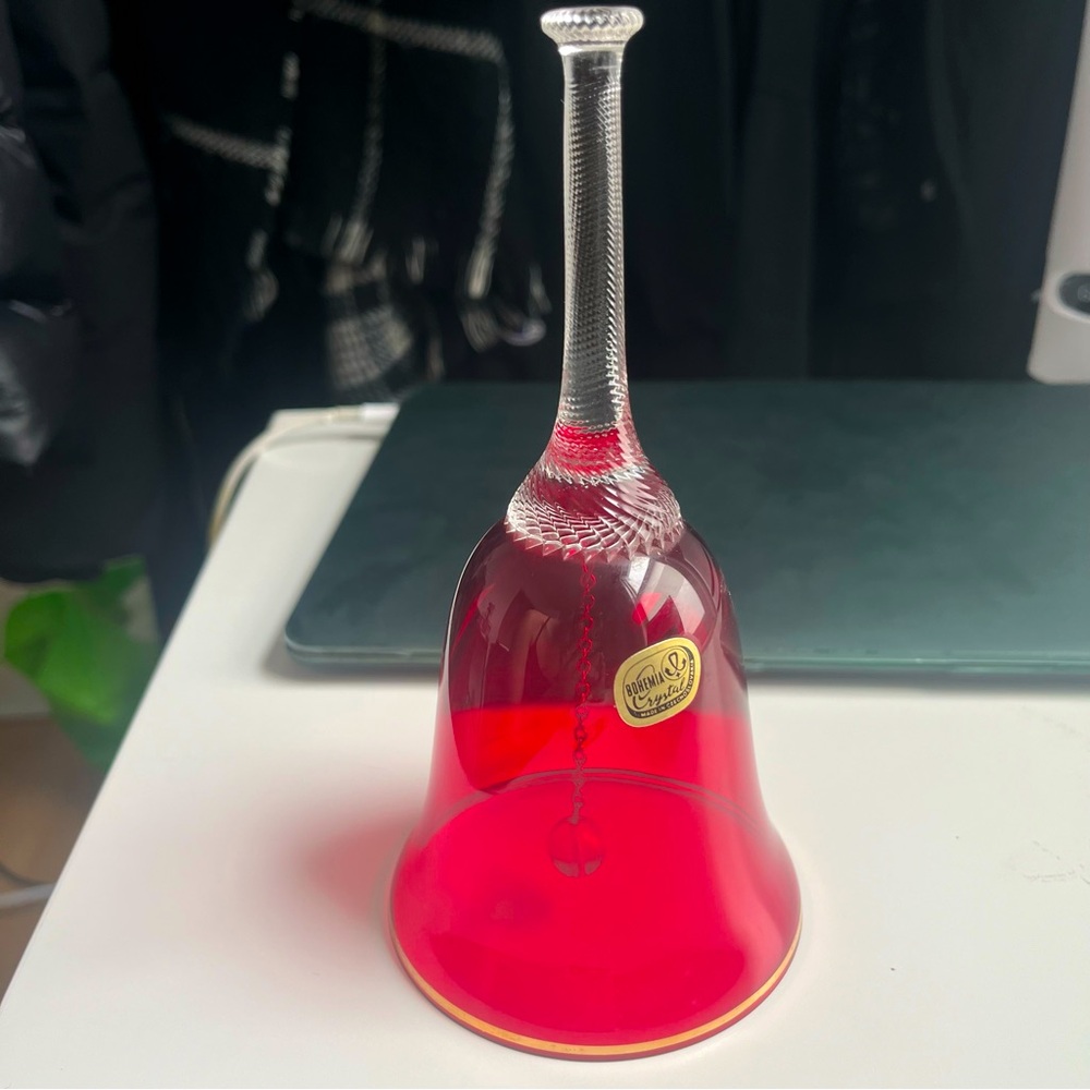 Vintage Ruby Red & Clear Wine Bell - Bohemia Crystal Made in Czechoslovakia
